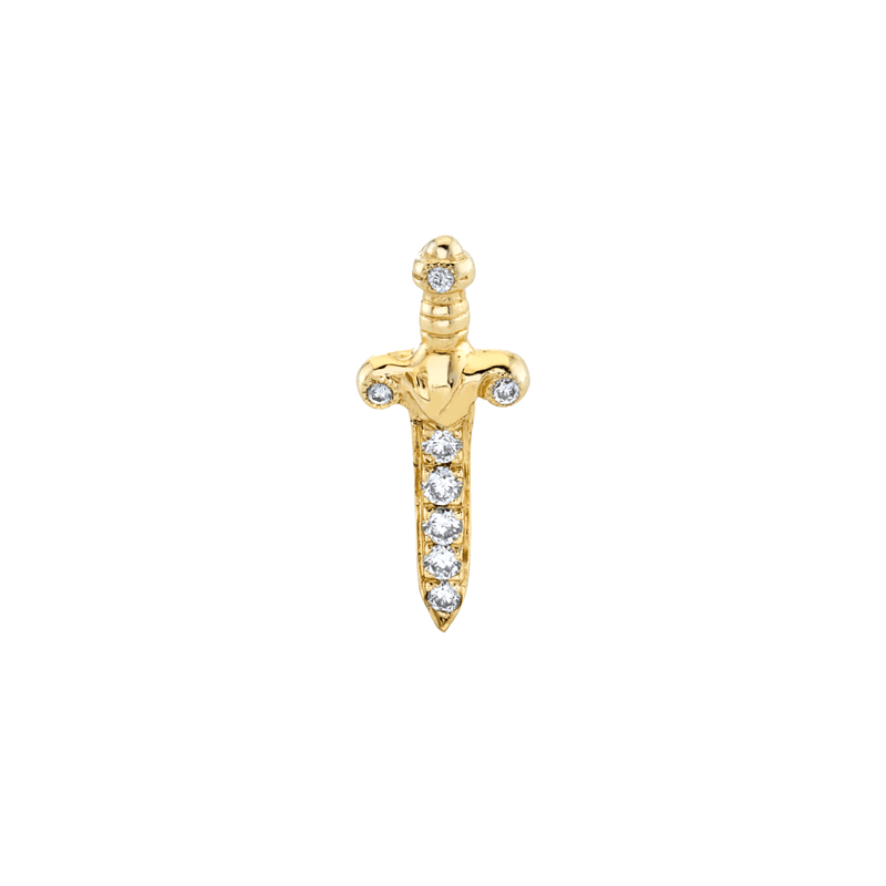 Pavé Diamond Dagger Studs | Ready to Ship Yellow Gold Single by Logan Hollowell Jewelry