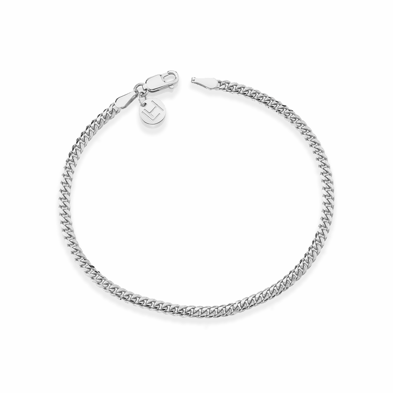 Men's Small Cuban Chain Bracelet 7" White Gold  by Logan Hollowell Jewelry
