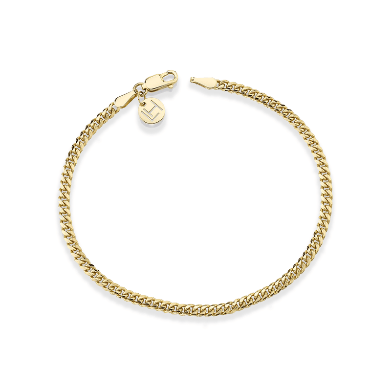 Men's Small Cuban Chain Bracelet 7" Yellow Gold  by Logan Hollowell Jewelry