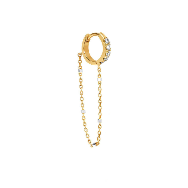 Diamond Mini Goddess Chain Earrings | Ready to Ship Yellow Gold Single by Logan Hollowell Jewelry