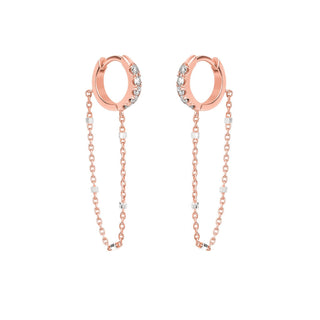Diamond Mini Goddess Chain Earrings Rose Gold Pair  by Logan Hollowell Jewelry