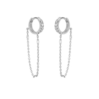 Diamond Mini Goddess Chain Earrings White Gold Pair  by Logan Hollowell Jewelry