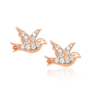 Dove Studs with Pavé Diamonds Pair Rose Gold  by Logan Hollowell Jewelry
