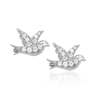 Dove Studs with Pavé Diamonds Pair White Gold  by Logan Hollowell Jewelry