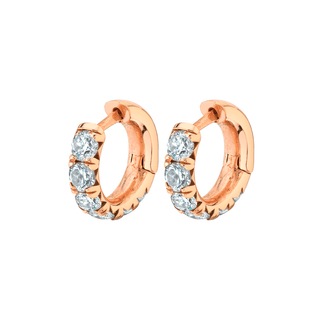 Baby French Pavé Diamond Hoops Rose Gold Single  by Logan Hollowell Jewelry