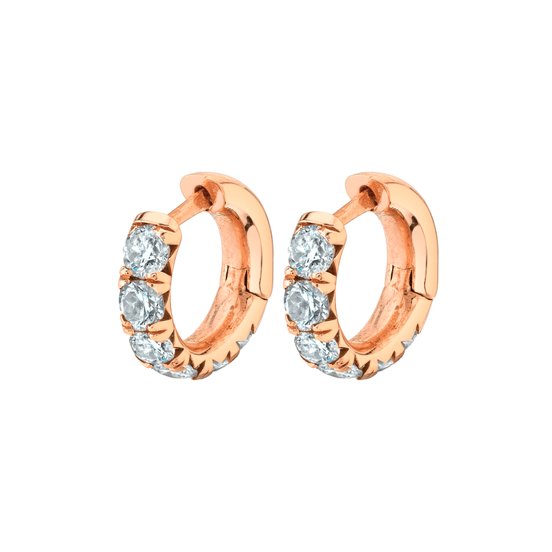 Petite French Pavé Diamond Hoops Rose Gold Pair by Logan Hollowell Jewelry
