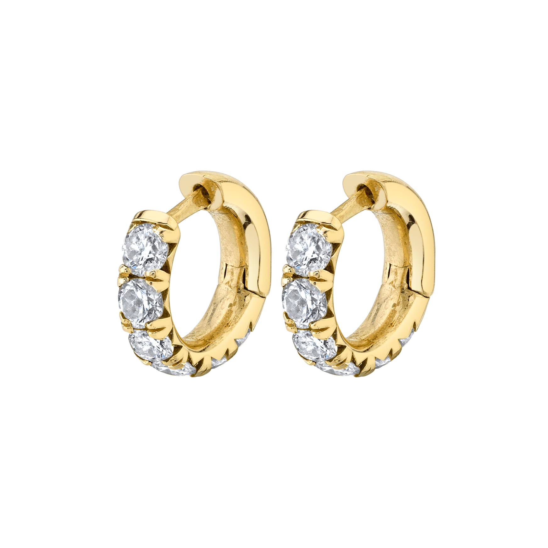 Baby French Pavé Diamond Hoops | Ready to Ship Yellow Gold Single by Logan Hollowell Jewelry