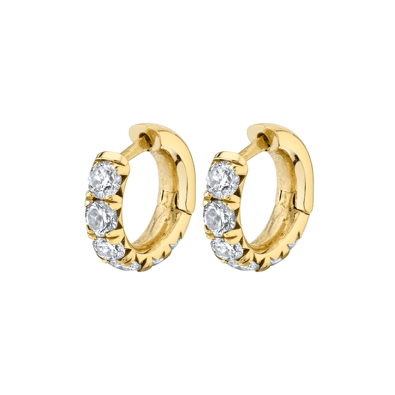 Baby French Pavé Diamond Hoops | Ready to Ship Yellow Gold Single by Logan Hollowell Jewelry