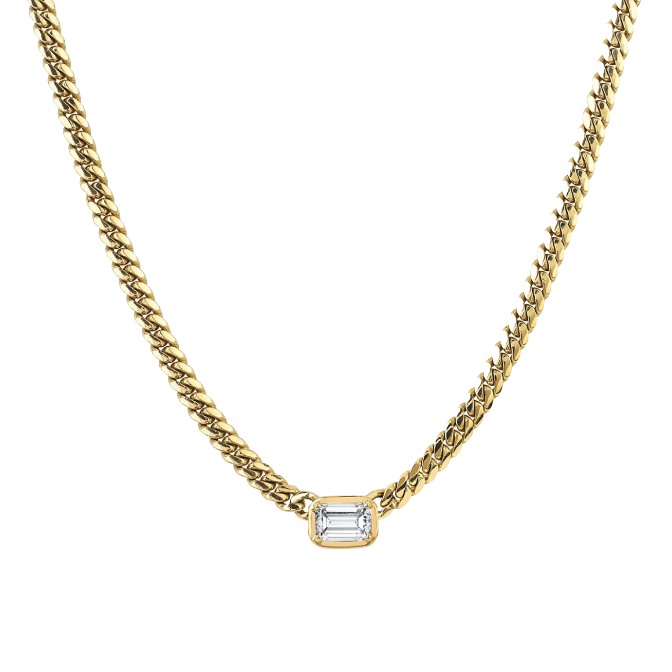Emerald Cut Diamond Cuban Choker