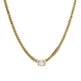 Queen Emerald Cut Diamond Cuban Choker | Ready to Ship Yellow Gold 15"  by Logan Hollowell Jewelry