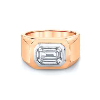 Signet Ring with Mosaic Diamond Center 4 Rose Gold  by Logan Hollowell Jewelry
