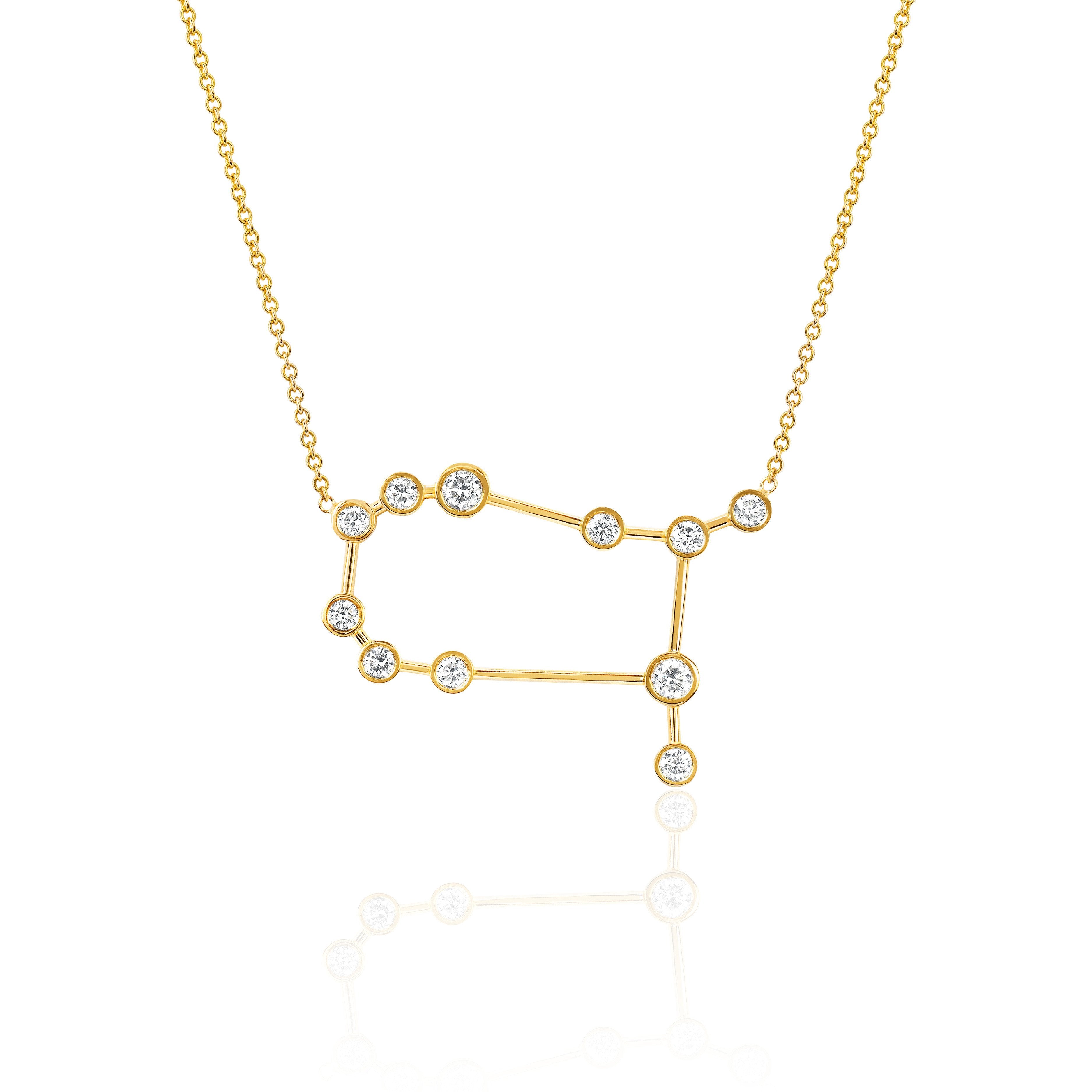 Bremer Jewelry My Brightest Star 14K Yellow Gold Gemini Zodiac Diamond  Pendant with a 14K Yellow Gold Cable Link Necklace (0.16ctw)