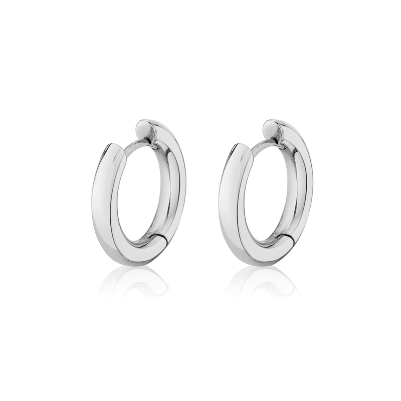 Solid Medium Goddess Hoops White Gold Pair by Logan Hollowell Jewelry
