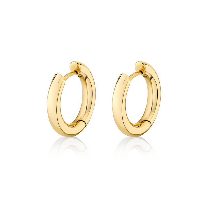 Solid Medium Goddess Hoops Yellow Gold Pair by Logan Hollowell Jewelry