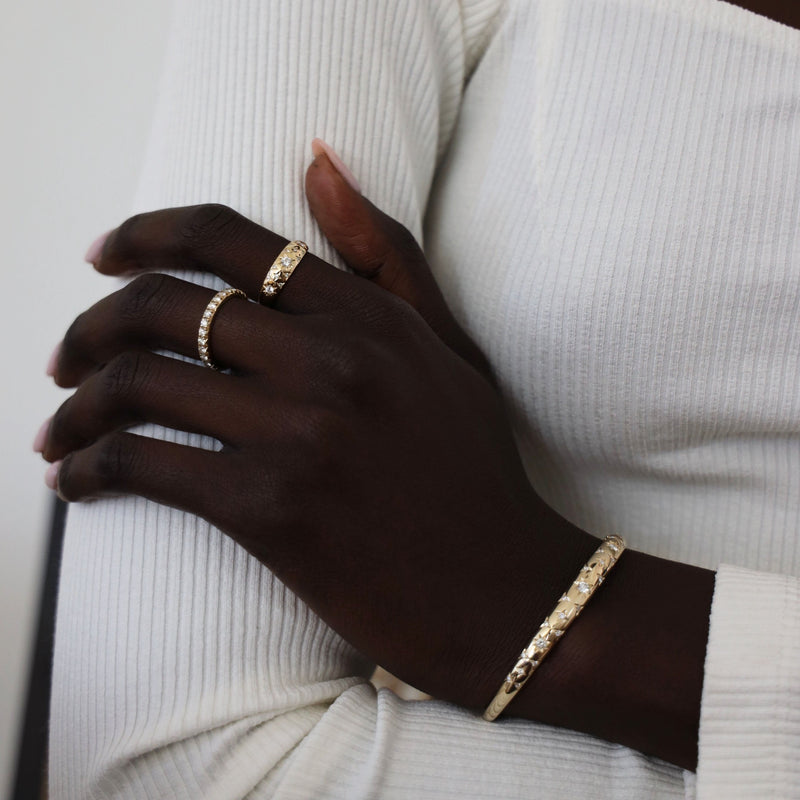 Star Set Rounded Diamond Bracelet with Pavé by Logan Hollowell Jewelry