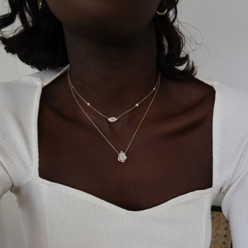 5 Diamond Orbit Bezel Choker with Angel Eye Diamond Center    by Logan Hollowell Jewelry