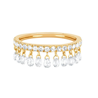 Eau de Rose Cut Diamond Waterfall Ring Yellow Gold 3  by Logan Hollowell Jewelry
