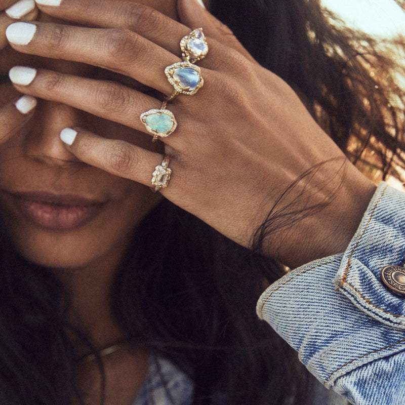 Triple Moonstone Queen Ring    by Logan Hollowell Jewelry