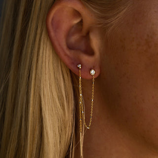 Single Diamond Thread Through Twinkle Earring    by Logan Hollowell Jewelry