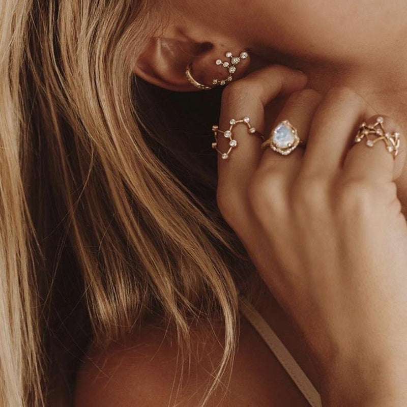 Petite Virgo Diamond Constellation Studs by Logan Hollowell Jewelry