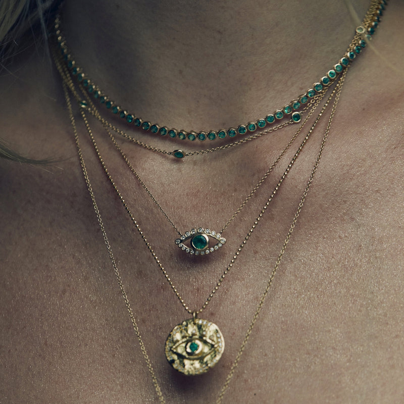 Emerald Eye of Protection Coin Pendant | Ready to Ship by Logan Hollowell Jewelry