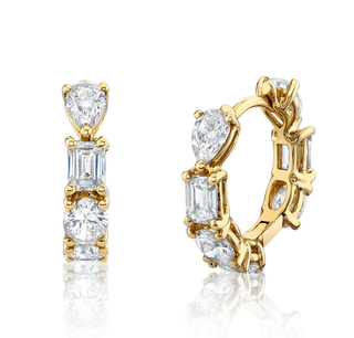 Diana Diamond Hoops Pair Yellow Gold  by Logan Hollowell Jewelry