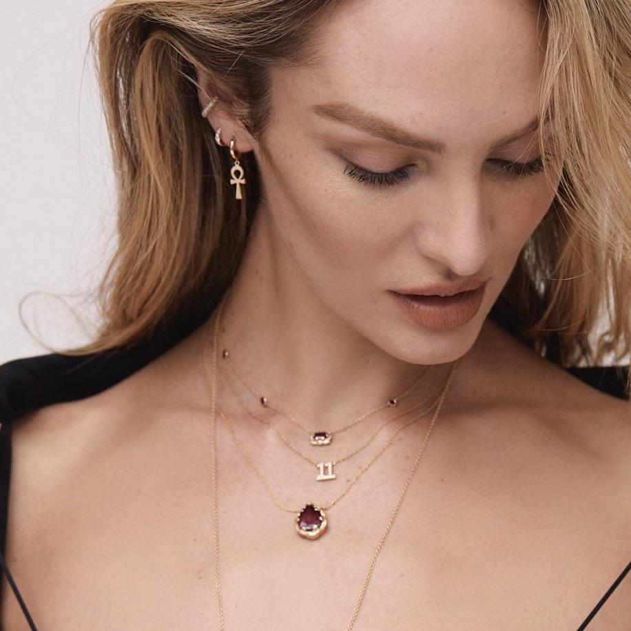 Queen Water Drop Ruby Necklace with Sprinkled Diamonds by Logan Hollowell Jewelry