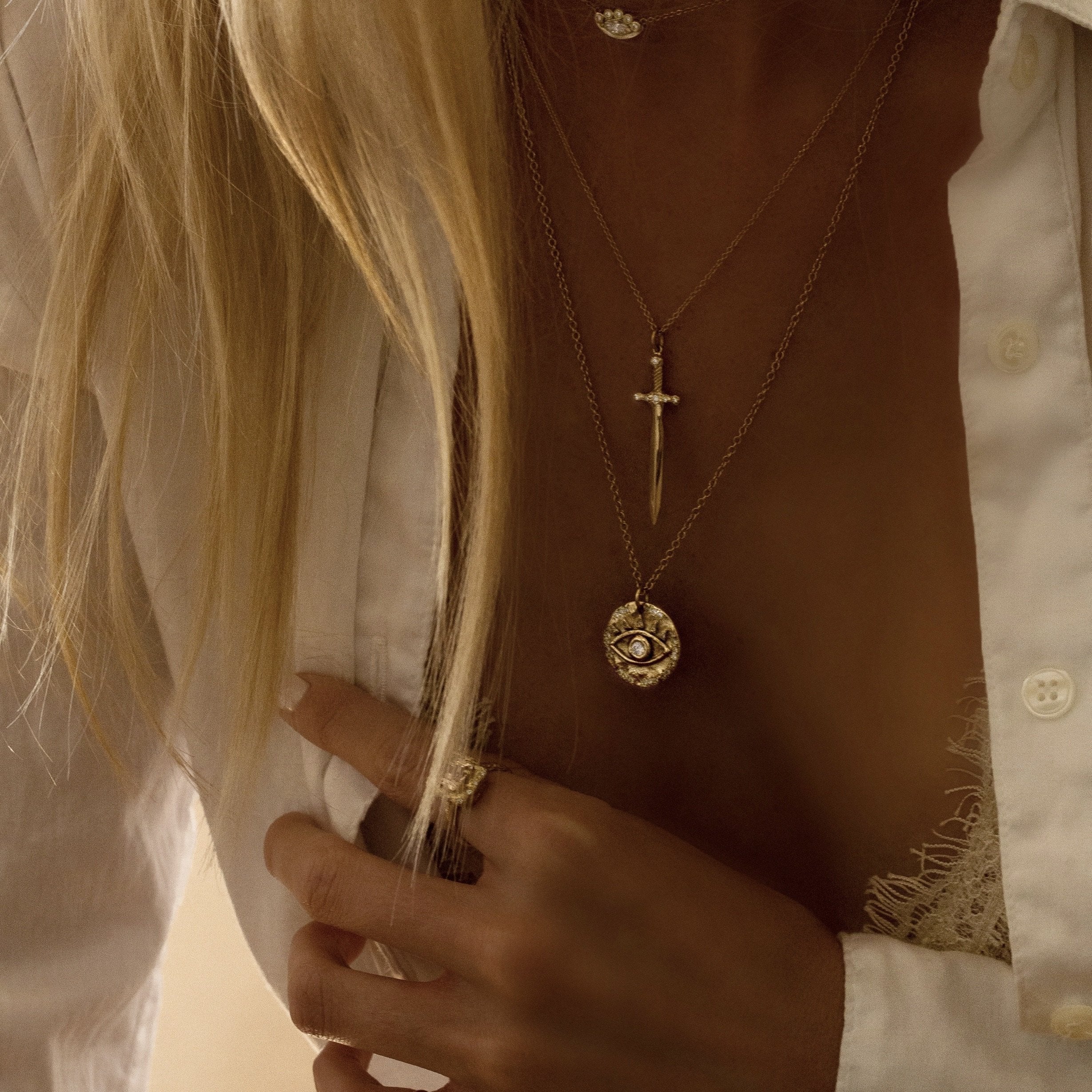 Crystal Katana Pendant of black - Lorien jewellery
