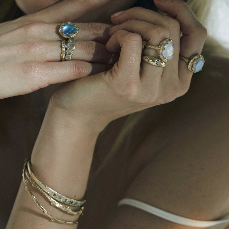 Queen Moonstone Cuff with Pavé Diamonds    by Logan Hollowell Jewelry