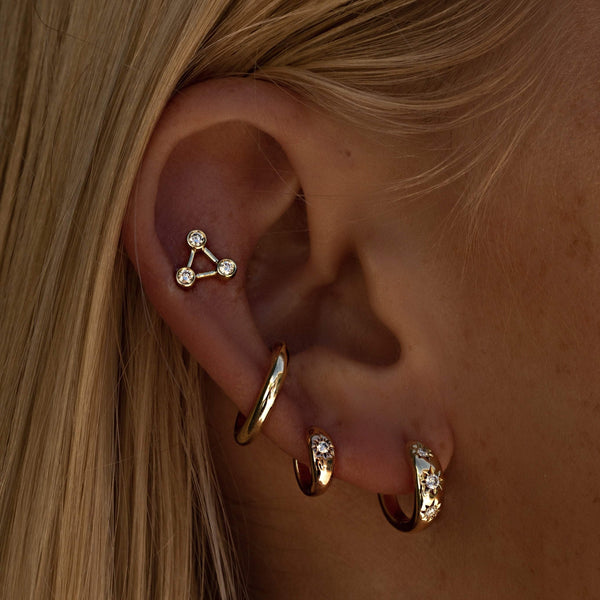 Single Star Set Rounded Diamond Huggies    by Logan Hollowell Jewelry