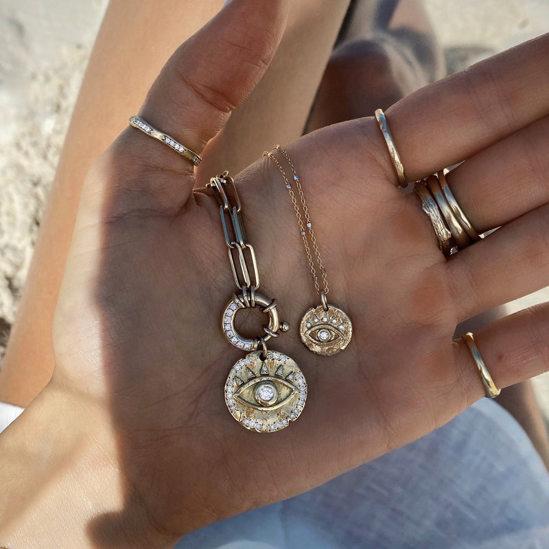 Diamond Baby Eye of Protection Coin Pendant | Ready to Ship by Logan Hollowell Jewelry