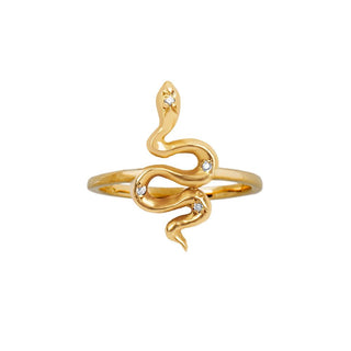 Kundalini Baby Snake Ring with Star Set Diamonds Yellow Gold 4  by Logan Hollowell Jewelry