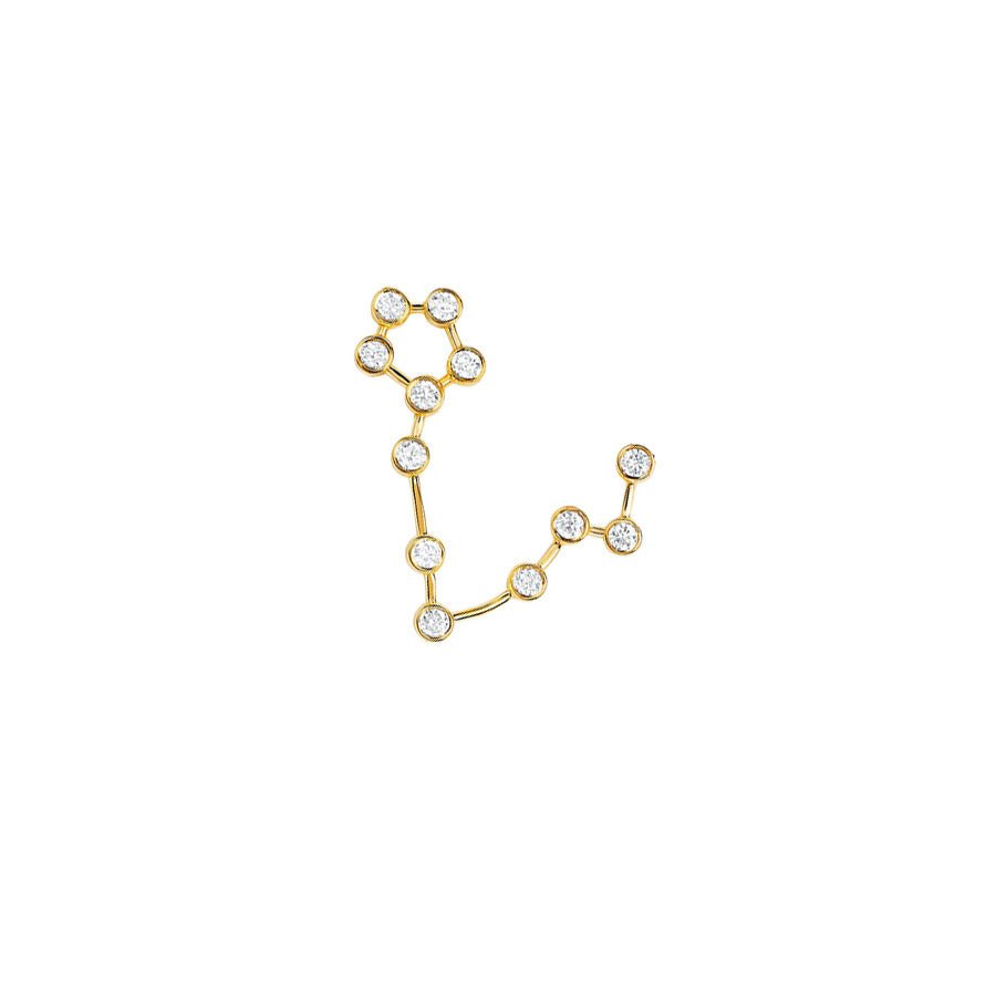 Classic Pisces Constellation Stud Yellow Gold Single Left by Logan Hollowell Jewelry