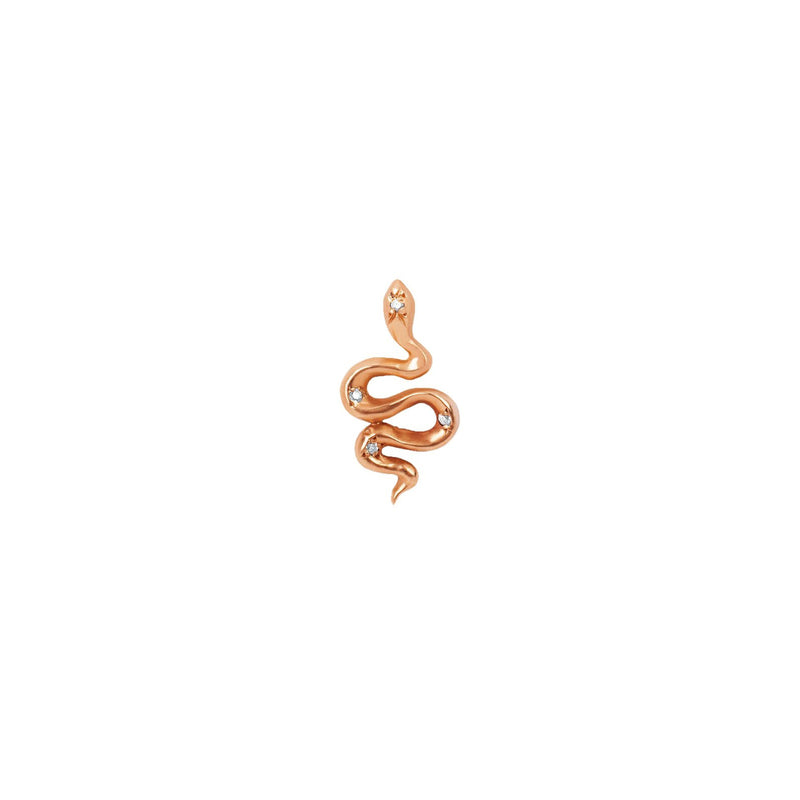 Kundalini Studs with Star Set Diamonds Rose Gold Single Left  by Logan Hollowell Jewelry
