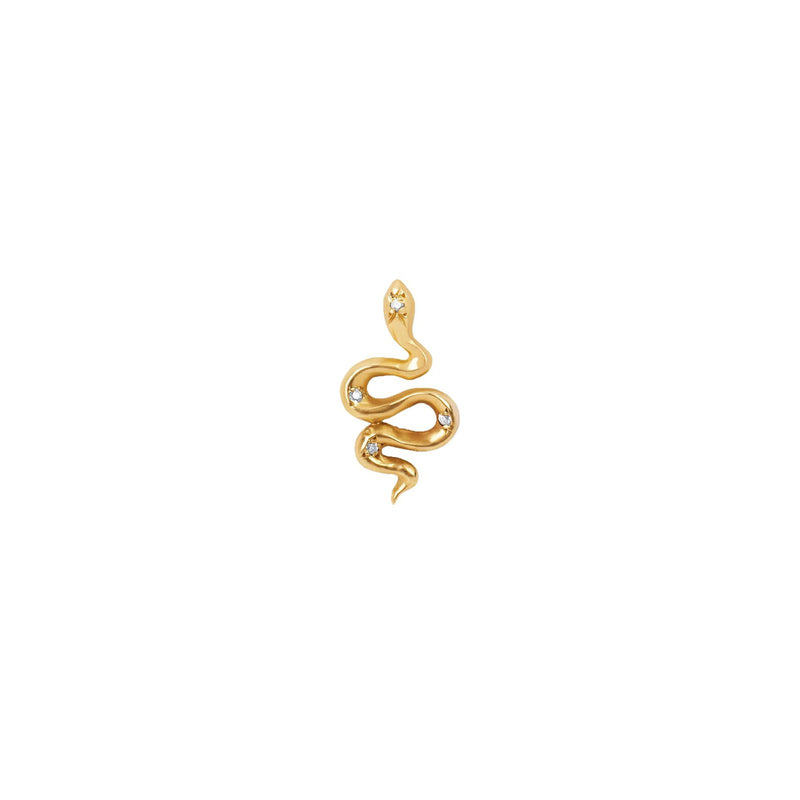 Kundalini Studs with Star Set Diamonds Yellow Gold Single Left  by Logan Hollowell Jewelry