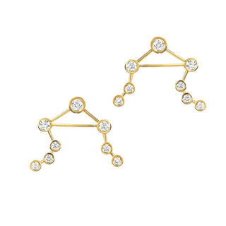 Classic Libra Constellation Stud | Ready to Ship Yellow Gold Single Left  by Logan Hollowell Jewelry