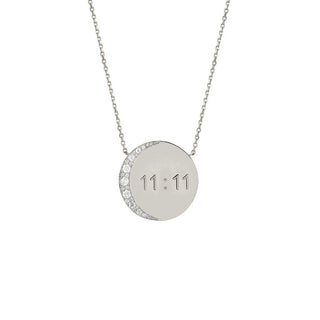 Mini 11:11 Moon Necklace White Gold 16"  by Logan Hollowell Jewelry