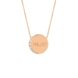 Mini Trust The Universe Moon Necklace Rose Gold 16"  by Logan Hollowell Jewelry