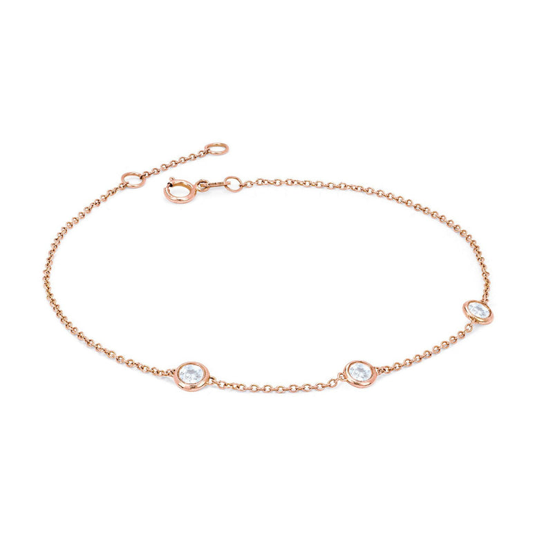 3 Moonstone Orbit Bezel Bracelet Rose Gold   by Logan Hollowell Jewelry