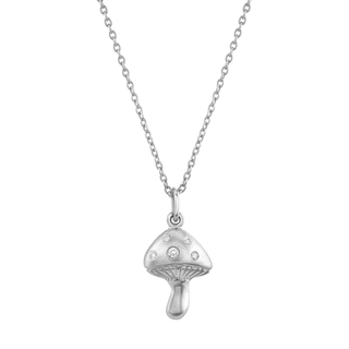 Magic Mushroom Necklace with Diamonds White Gold 16"-18"  by Logan Hollowell Jewelry