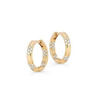 Sevenfold Diamond Hoops Small Yellow Gold   by Logan Hollowell Jewelry
