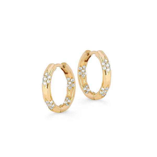 Sevenfold Diamond Hoops Small | Ready to Ship Yellow Gold by Logan Hollowell Jewelry