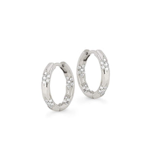 Sevenfold Diamond Hoops Small White Gold   by Logan Hollowell Jewelry