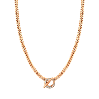 Queen Cuban Choker with Pavé Diamond Unity Toggle Rose Gold 14"  by Logan Hollowell Jewelry