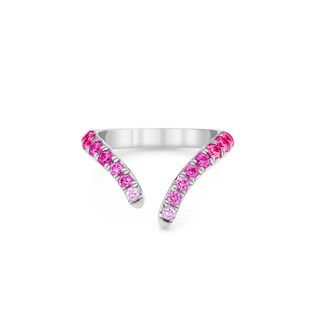 French Pavé Pink Sapphire Tusk Ring 4.5 White Gold  by Logan Hollowell Jewelry