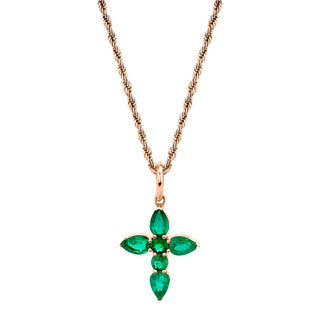 Large Emerald Faith Pendant 16" Rose Gold  by Logan Hollowell Jewelry