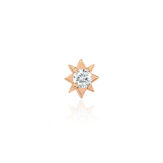 Mini North Star Diamond Studs Rose Gold Single  by Logan Hollowell Jewelry