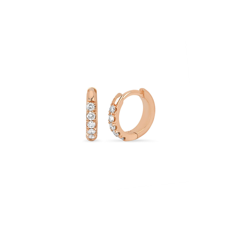 Diamond Mini Goddess Hoops Rose Gold Pair  by Logan Hollowell Jewelry