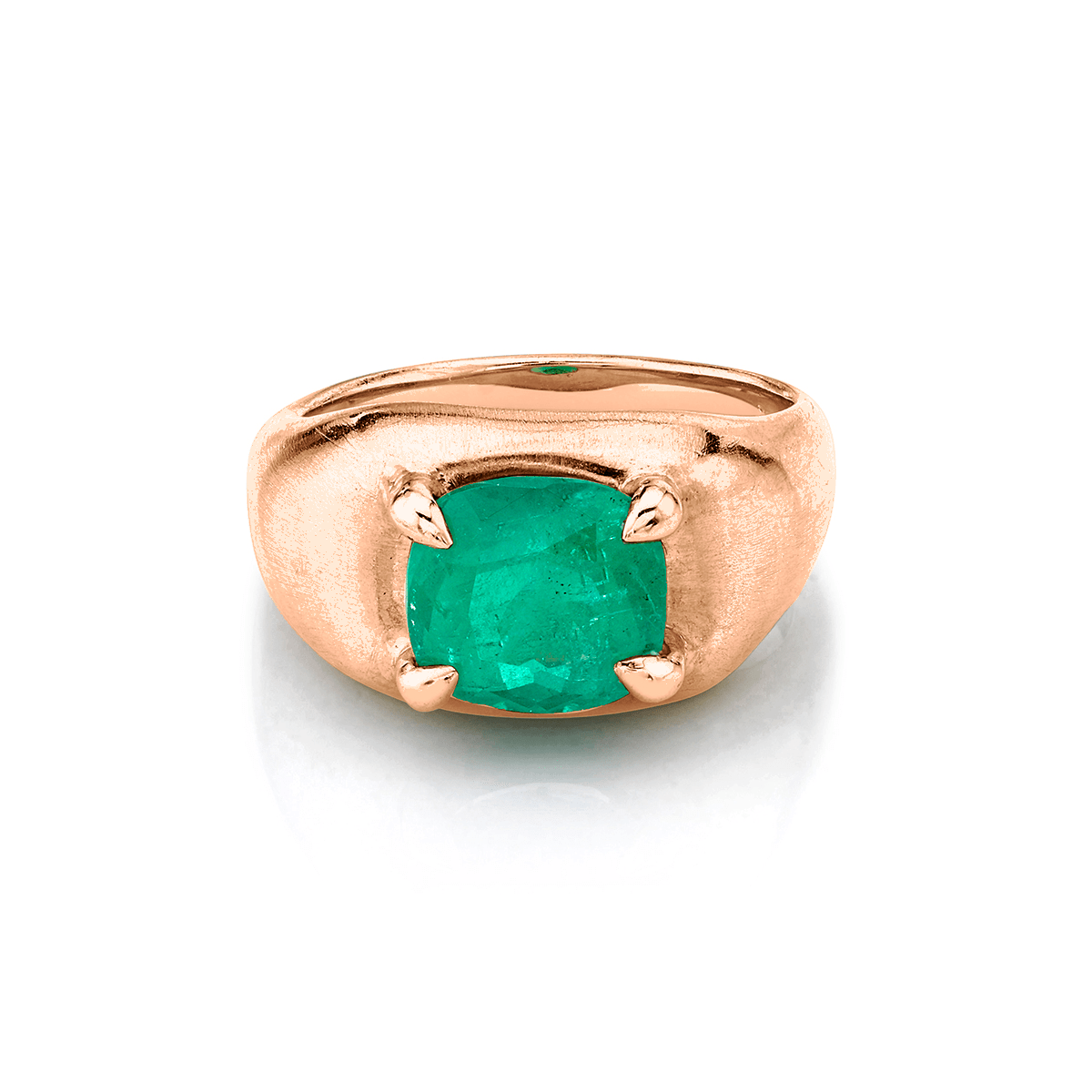 Oracle Ring with Emerald Center by Logan Hollowell Jewelry