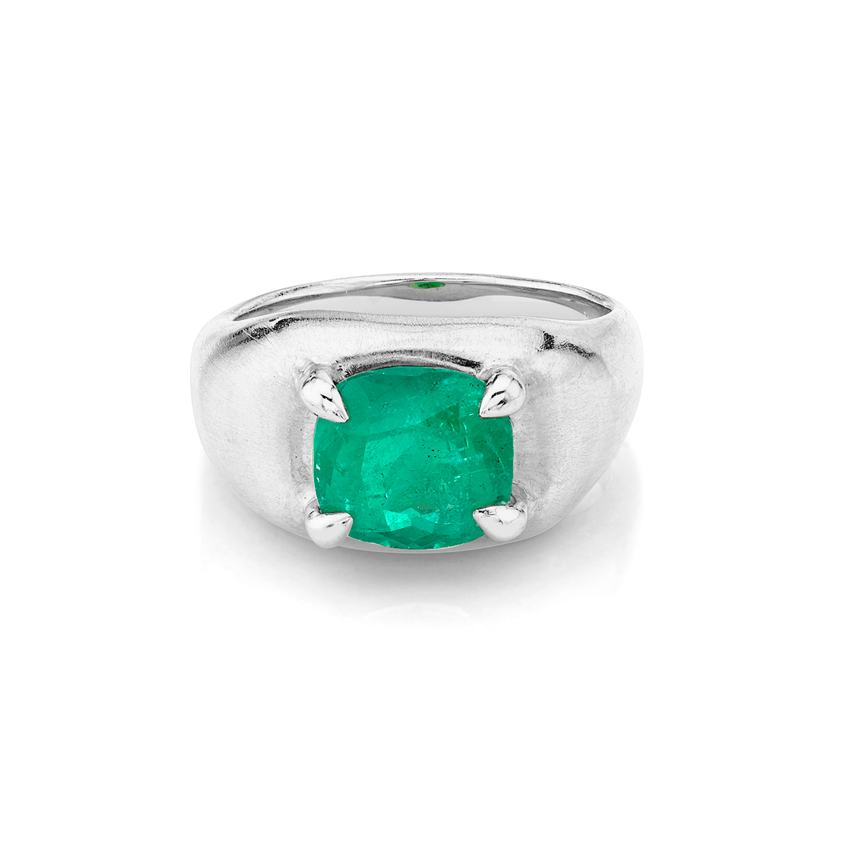 Oracle Ring with Emerald Center by Logan Hollowell Jewelry